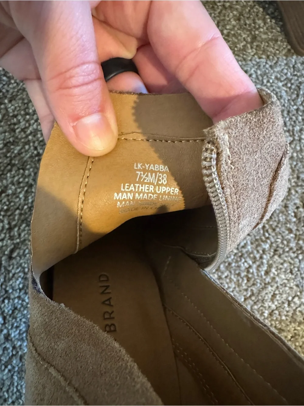 Lucky Brand Taupe Suede Wedge Booties